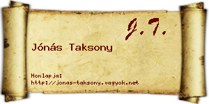 Jónás Taksony névjegykártya